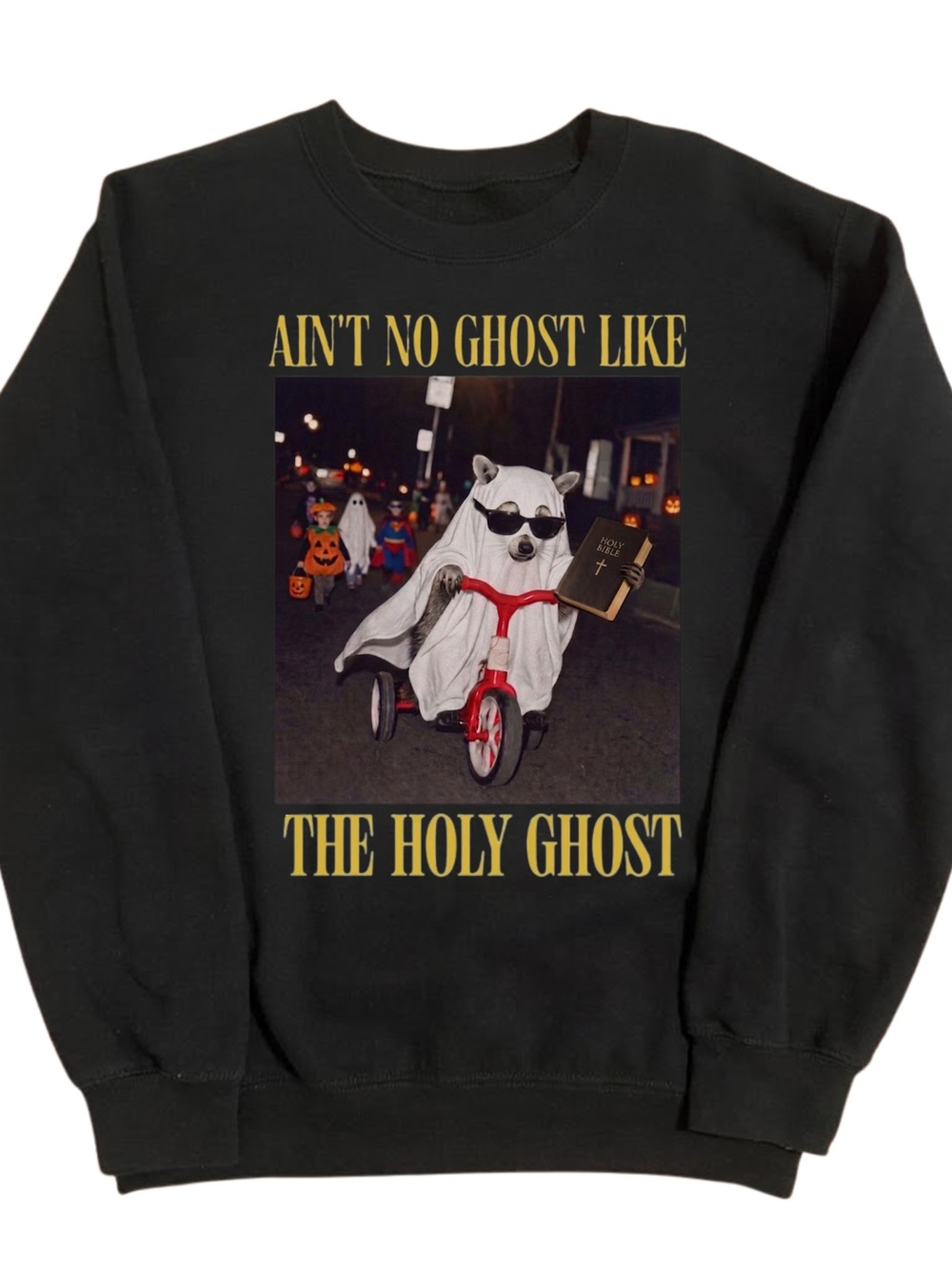 Gildan Black Graphic 'Ain't No Ghost Like The Holy Ghost' Crewneck Sweatshirt